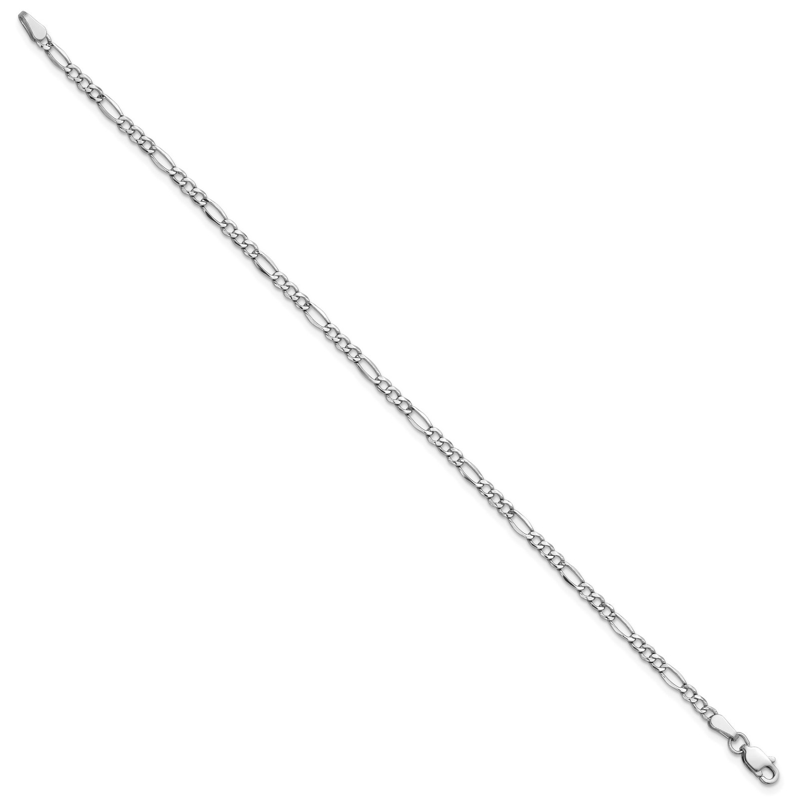 14K White Gold 2.5-5.75mm Figaro Chain Necklace 7-8 Inch Mens Womens