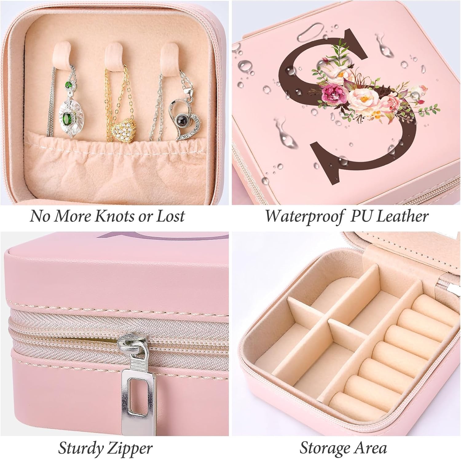 Travel Jewelry Case Box Organizer, Personalized Gifts for Women Wife Mom Aunt, M