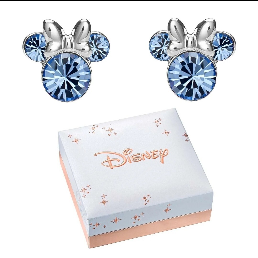 New With Gift Box! Disney’s Minnie Mouse Blue Crystal Stud Earrings, MSRP $50
