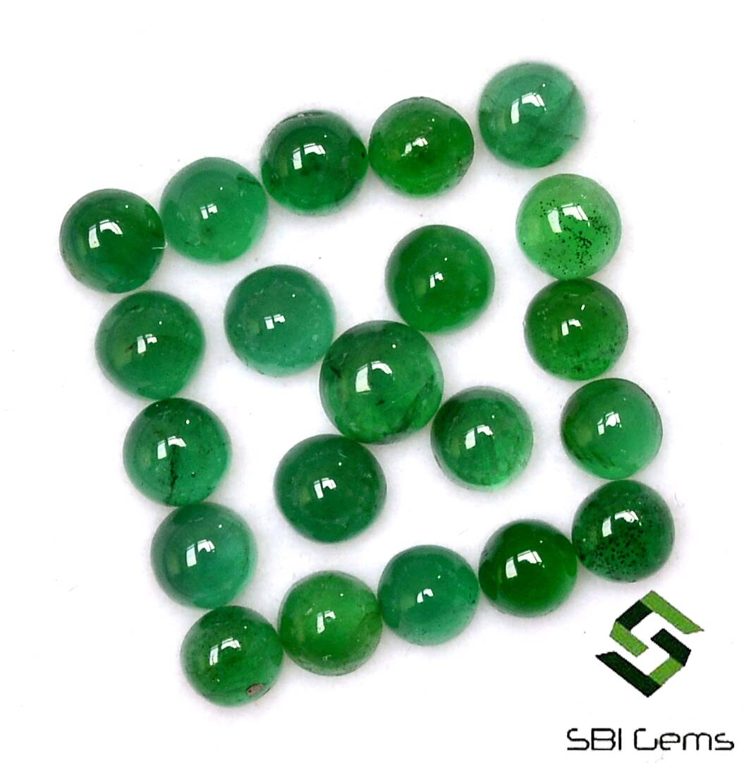 3.50 mm Natural Emerald Round Cabochon Lot 23 Pcs 4.77 CTS Loose Gemstones