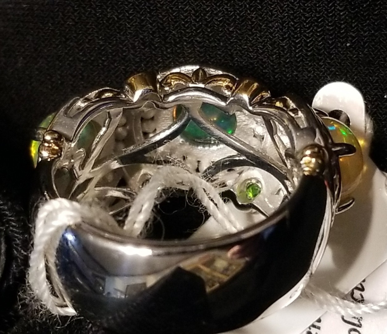 “NEW” Gems En Vogue Opal Ring, 3 Stone Ethiopian Opal Ring, Sterling 925 Size 5
