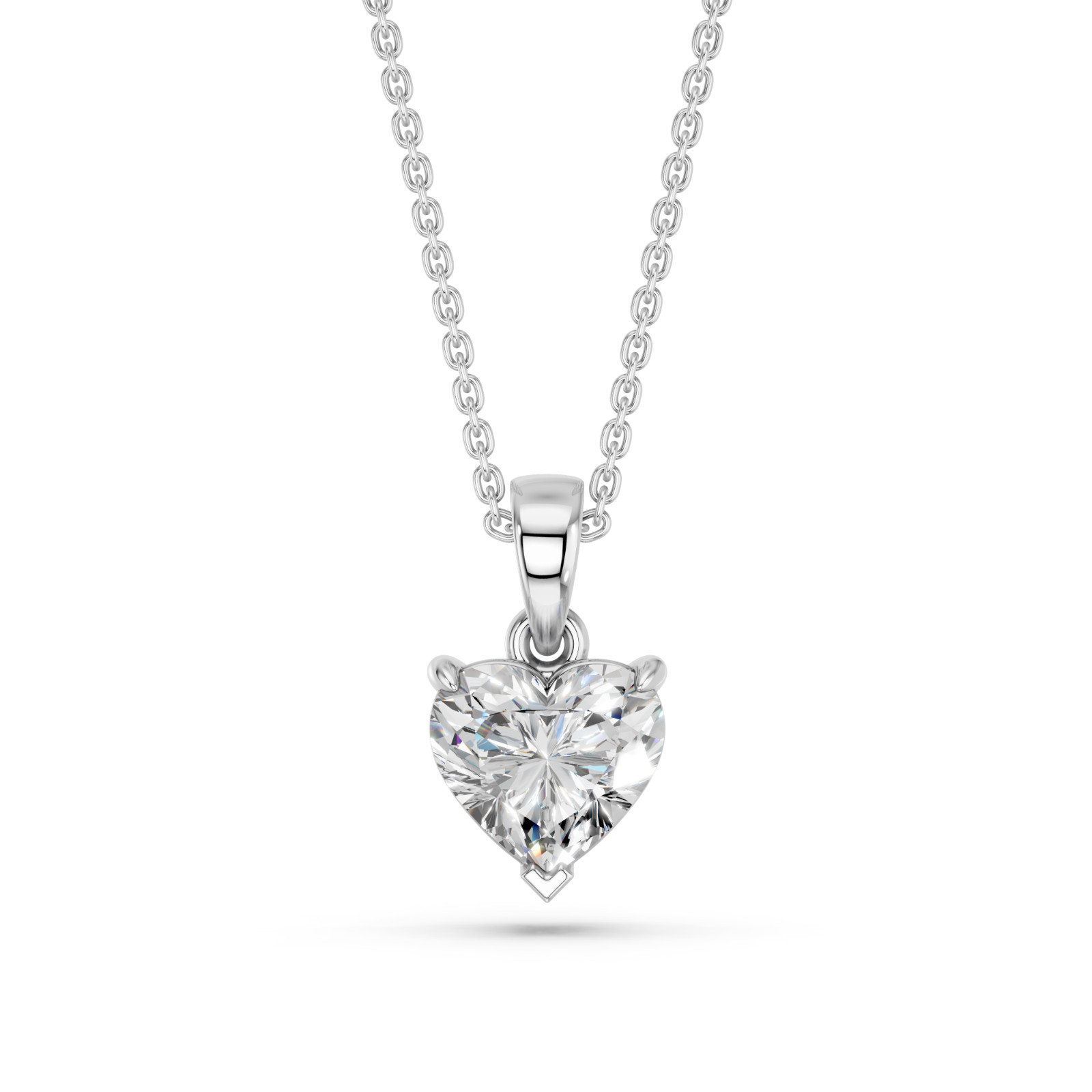 IGI Certified 1.00Ct Heart Lab Grown Diamond Pendant Necklace 925-Silver Women’s