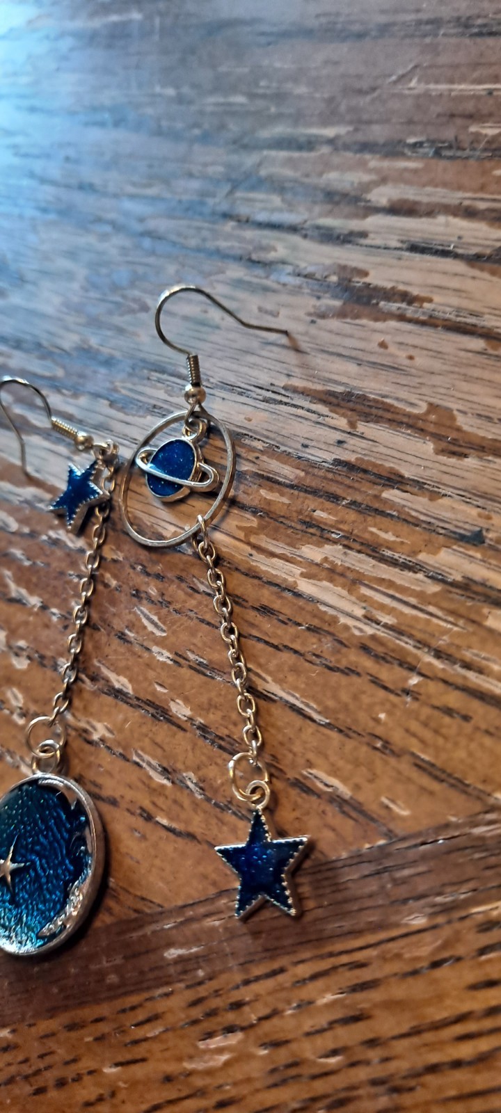 Enamel Moonstar Earrings Dangly