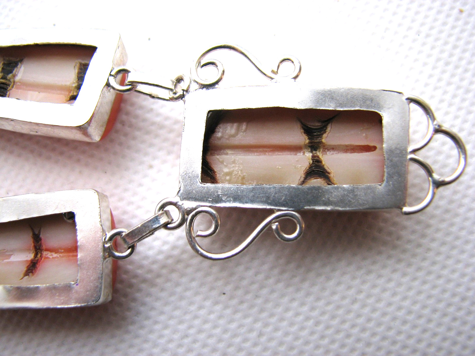 Natural Polished Orange Coral Rectangular Cabochon Pendant Necklace 19.5″