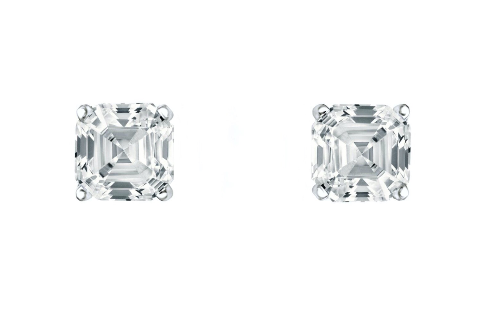4 Ct Asscher Lab Created Grown Diamond Solid 950 Platinum Earrings Studs Screw