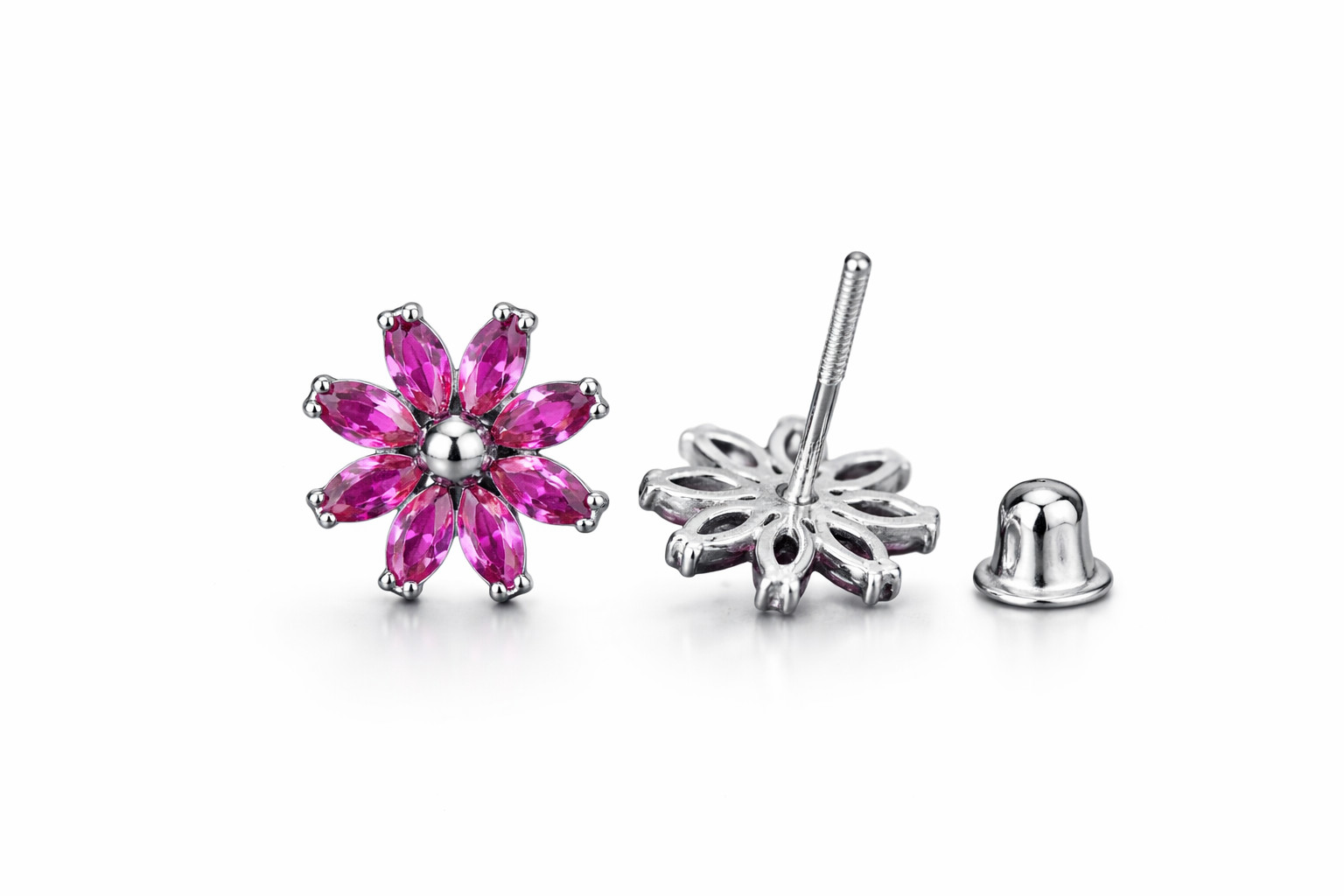 14k Yellow and White Gold CZ Birthstone Flower Stud Earring
