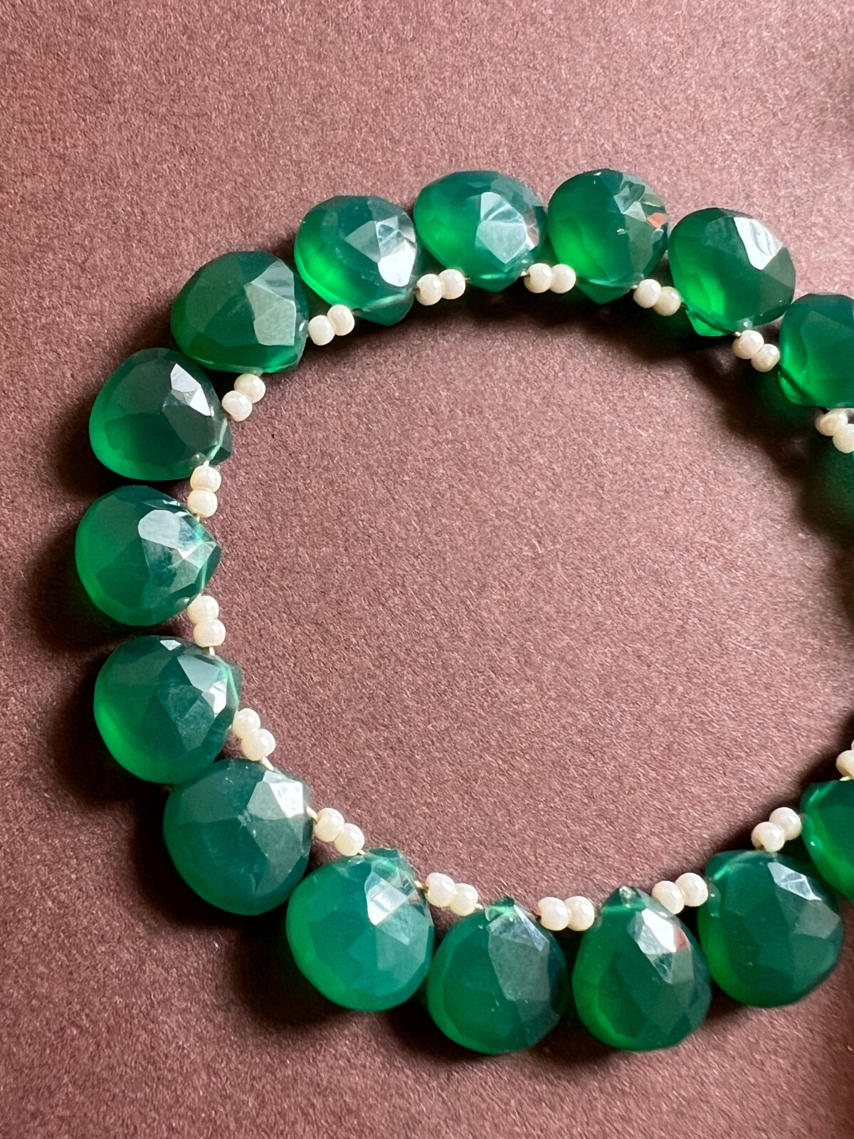 Green onyx Faceted Pear Briolette Beads 1 Strand 8-9mm Teardrop Gemstone