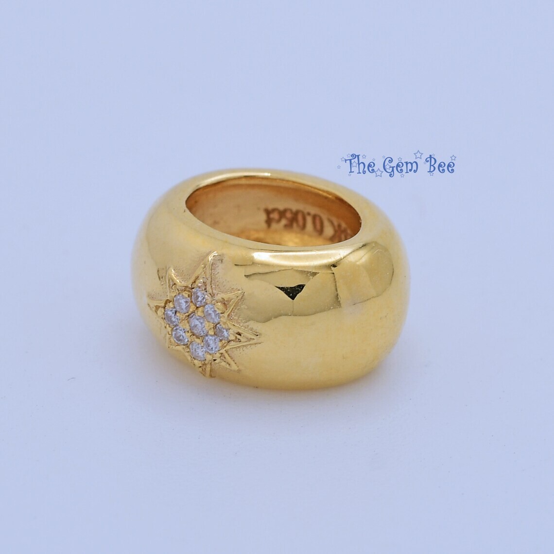 12.3mm 14k Solid Yellow Gold Starburst Star Diamond Accent Bead Pendant Charm
