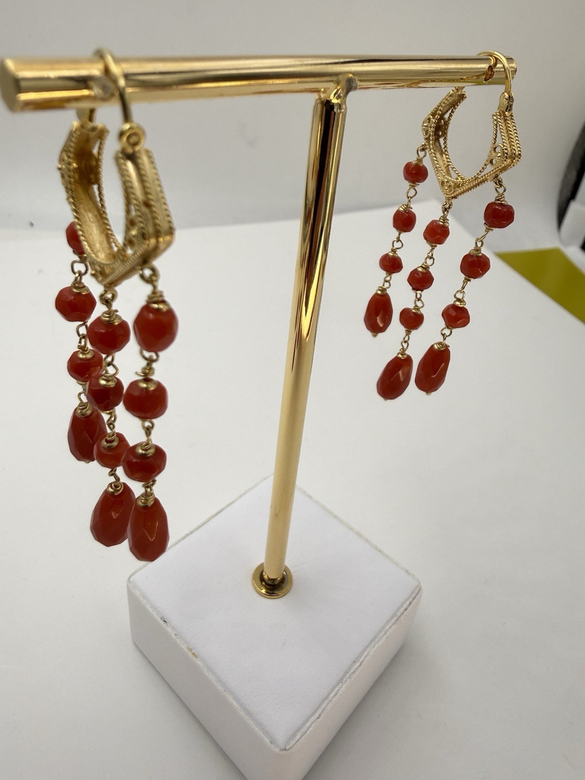 earrings earrings CORALLO red MEDITERRANEAN CORAL solid gold GOLD 18 KT-750
