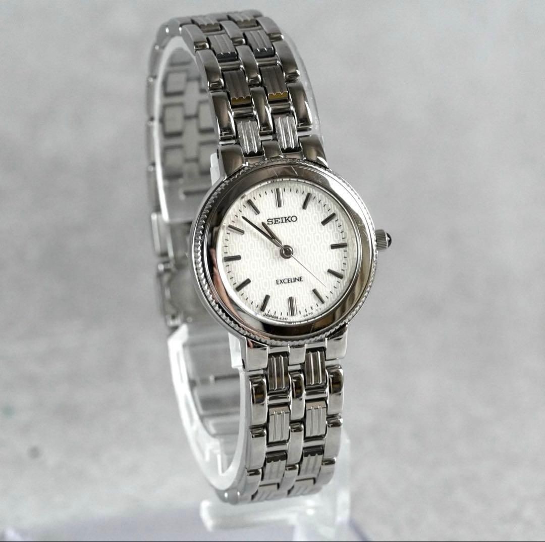 New Seiko EXCELINE Round Silver Ladies’ Wristwatch Quartz Working Item