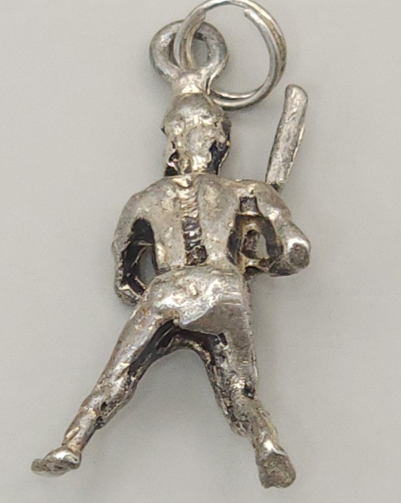 Sterling Silver Baseball Pendant Charm 2 Grams Batter 1 x1/2″ Vintage 3D Estate