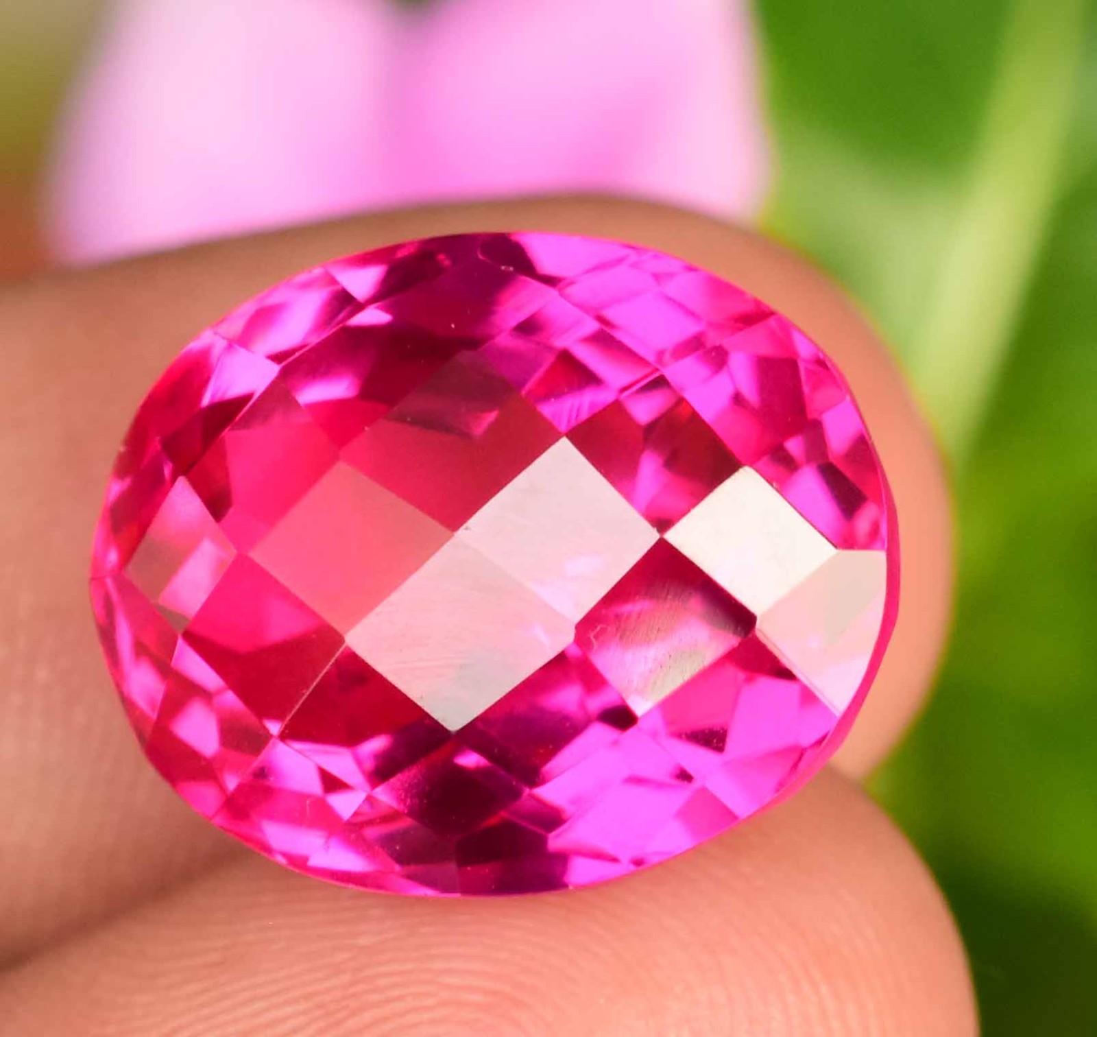 22.55 Ct Natural Red Pink Rubellite Tourmaline Certified Oval Checker Gemstone