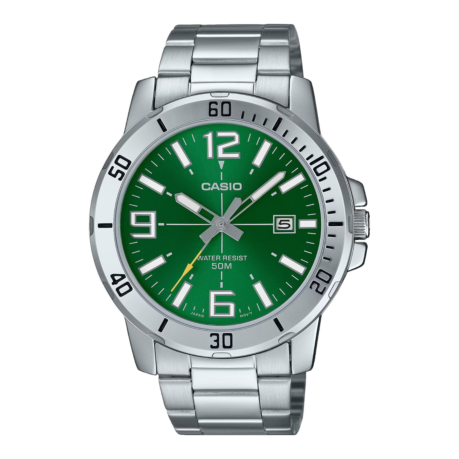 Casio MTP-VD01D-3BV Men’s Enticer Stainless Steel Green Dial Casual Sport Watch