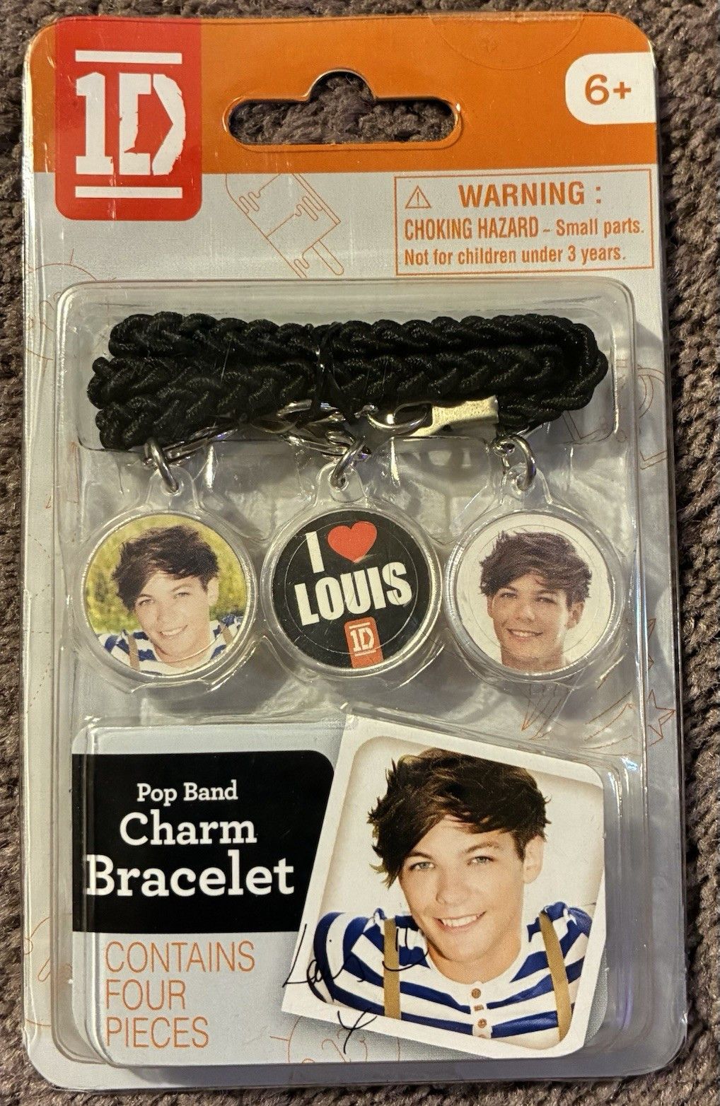 The Wish Factory 1D One Direction Black Braided Cord Charm Bracelet 3 Dangle