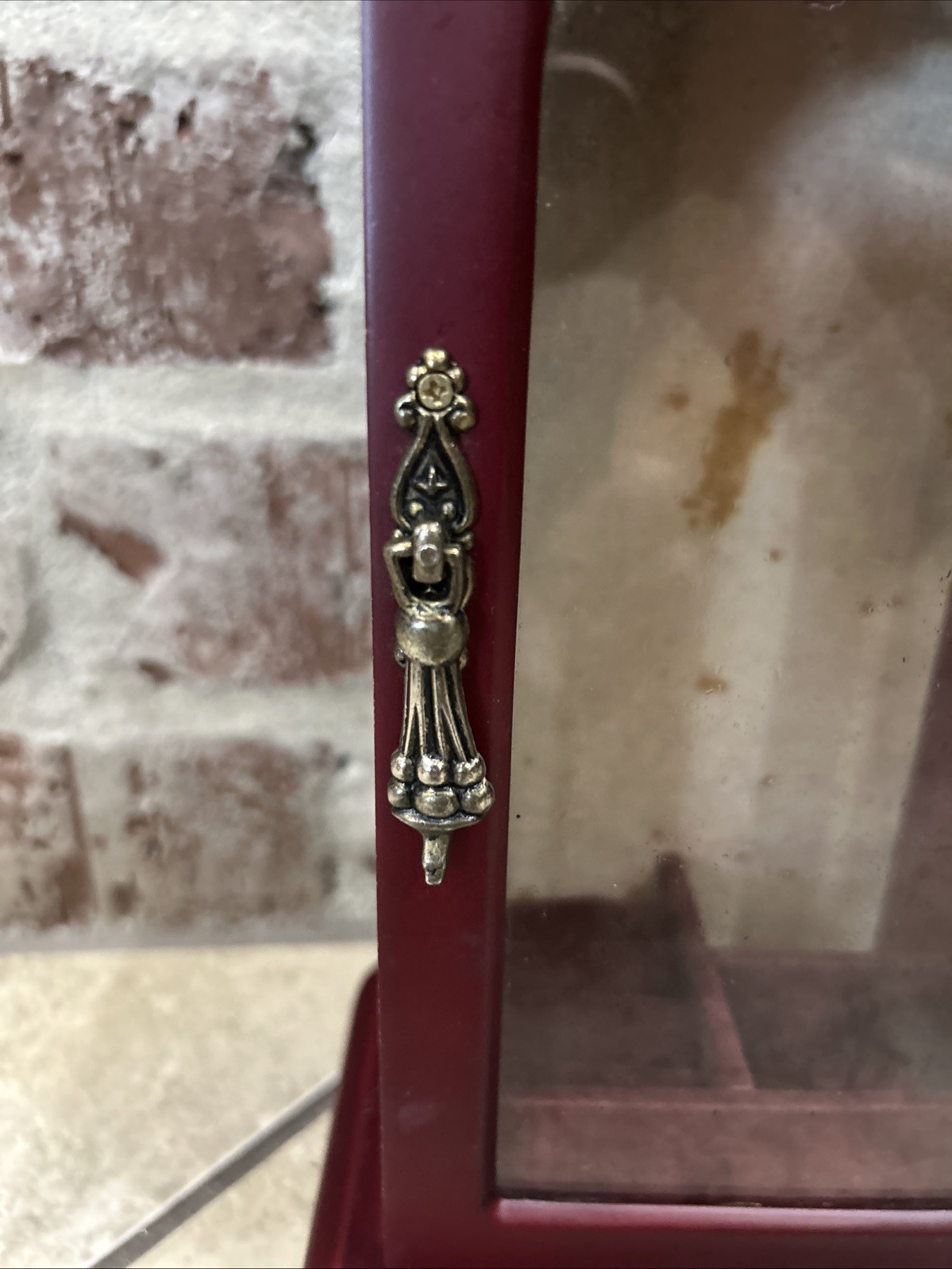 90s Vintage Glass Wood Jewelry Cabinet Box Case