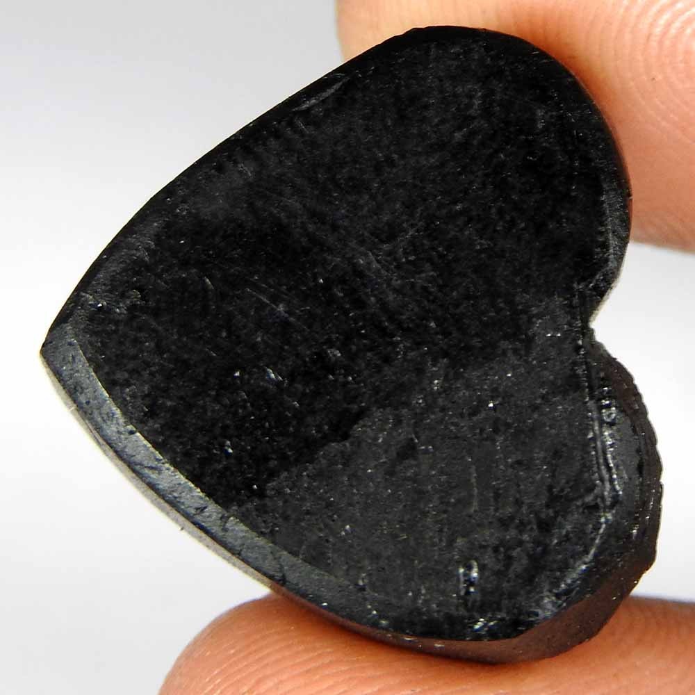 39.05CtsNatural Black Tourmaline Heart Druzy Cabochon(21x20x9)Loose Gemstone