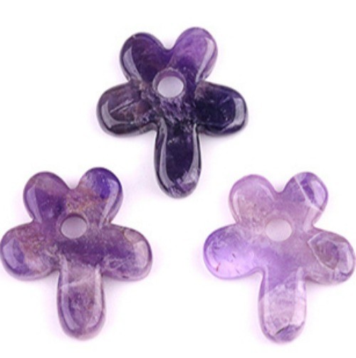 10pcs Natural Amethyst Stone Hollow Flower Pendant DIY Jewelry Making 31x35mm