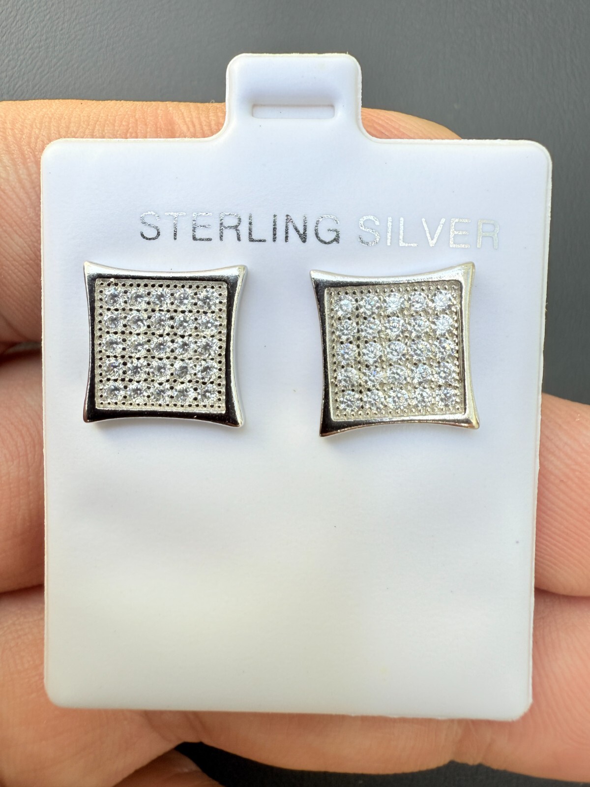 Real 925 Sterling Silver Kite Earrings Iced CZ Screwbacks 11mm – WHOLESALE DEAL