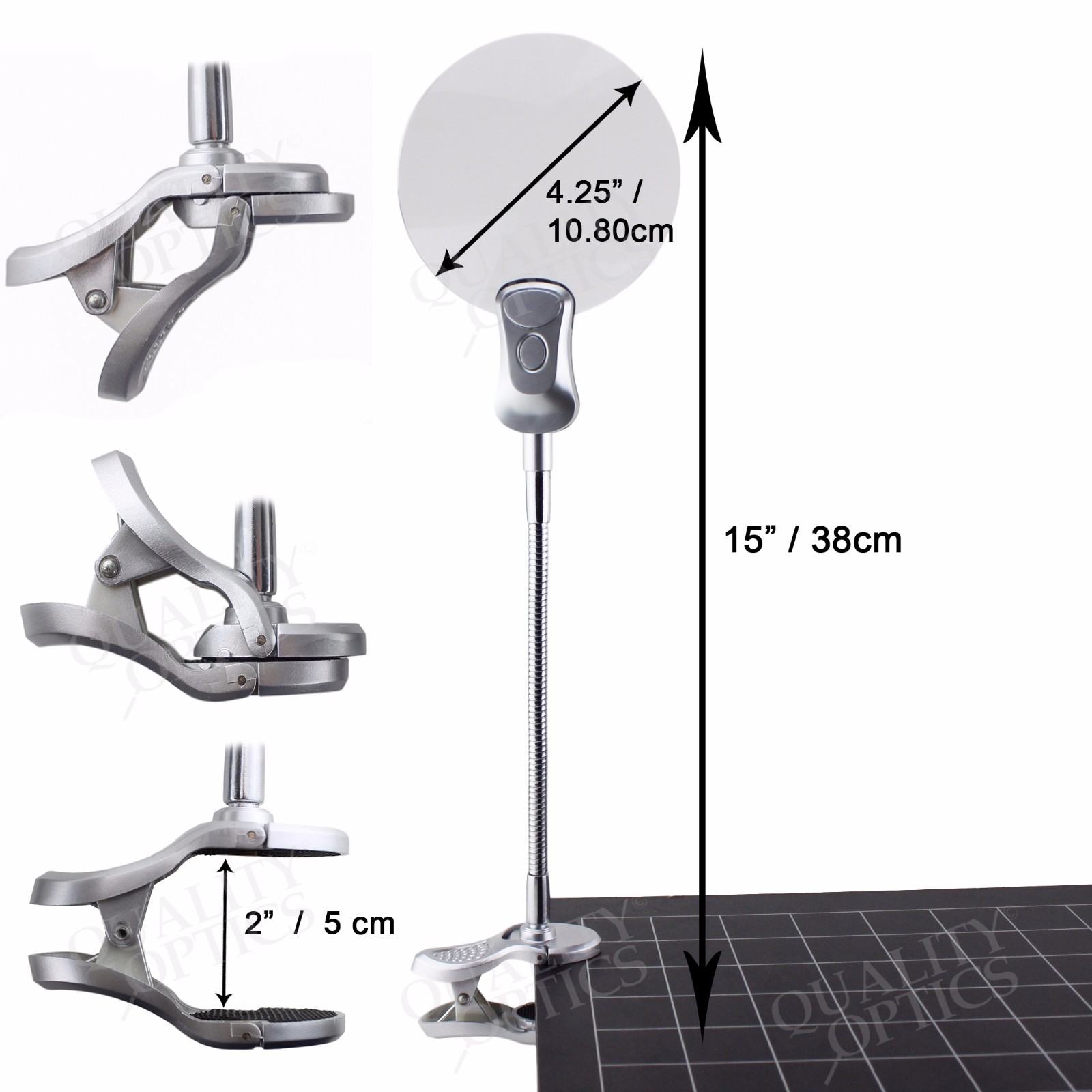 CLAMP CLIP ON DESK TOP TABLE MAGNIFIER LED LIGHTED MAGNIFIYING FLEX NECK MOUNT