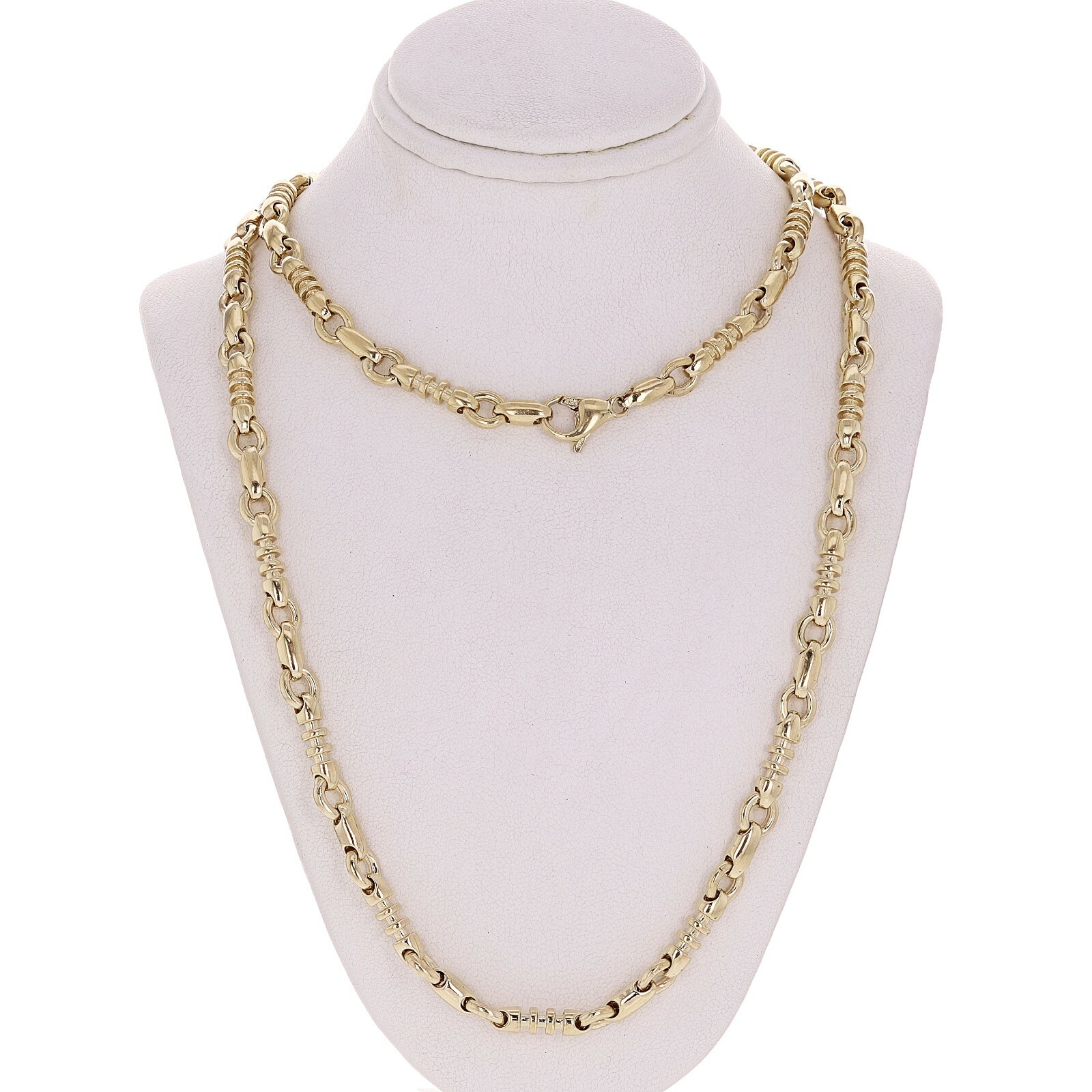 14k Yellow Gold Solid Handmade Fashion Link Necklace 24″ 6.5mm 67 grams
