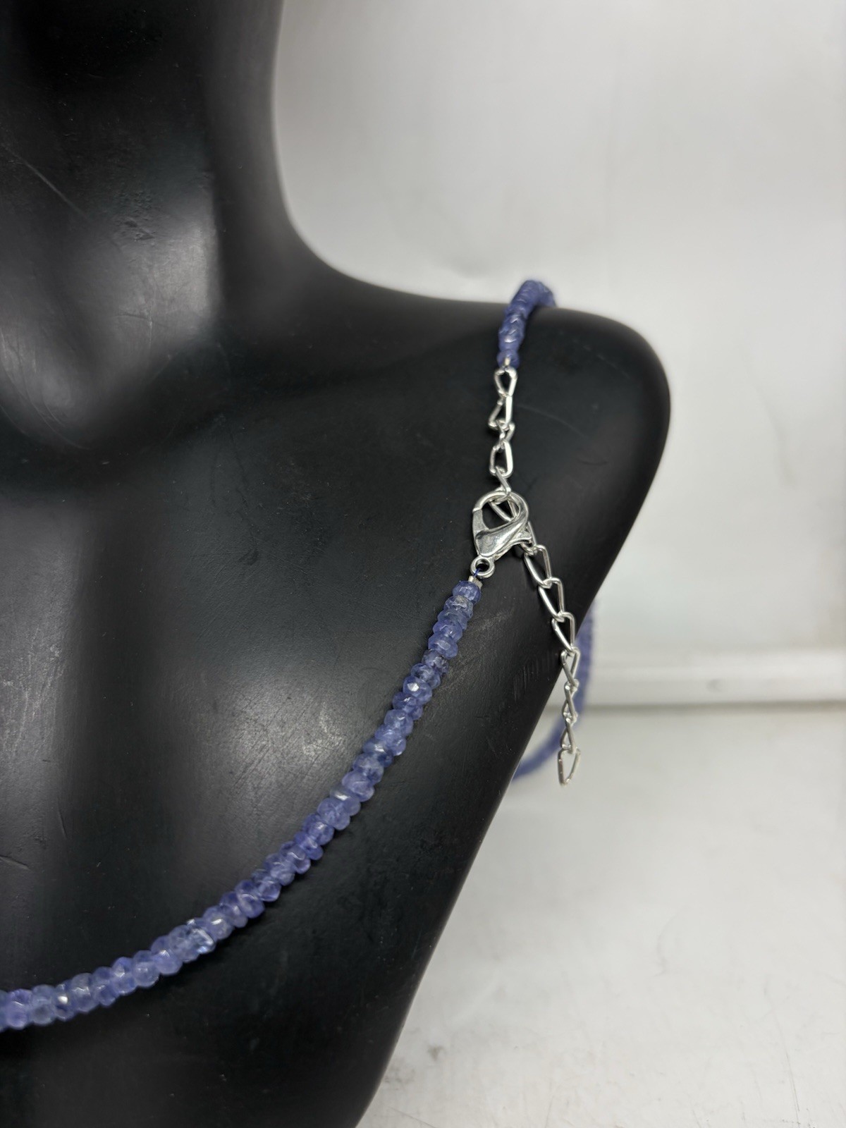 Tanzanite Necklace 20” 4-5mm Faceted Round Gemstone Beads Sterling Silver