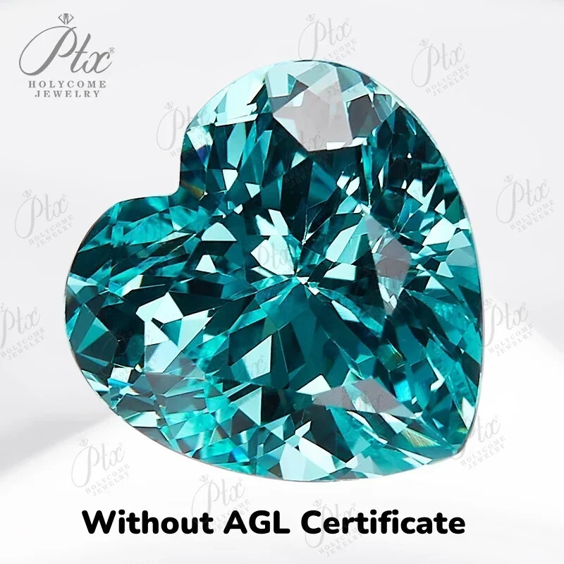 3×3-9x9mm 1PCS Lab Grown Blue Sapphire Paraiba Heart Shape Loose Stones VVS1