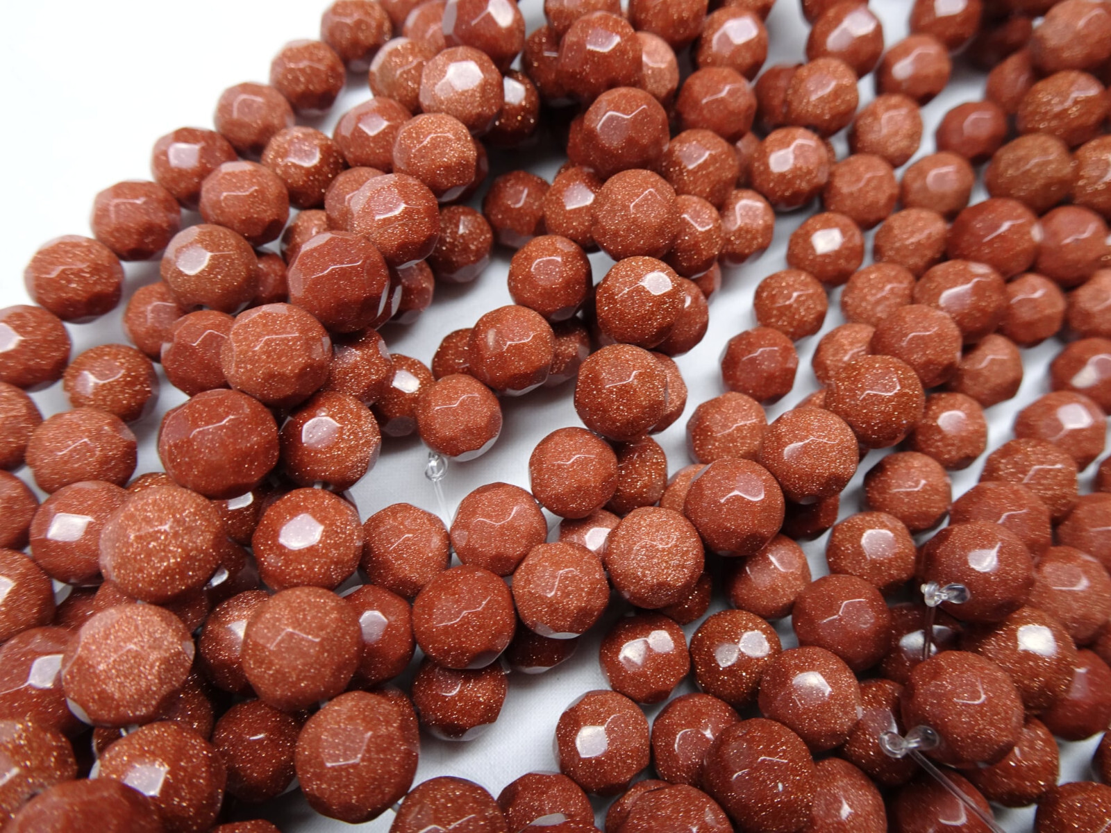 14 1/4″ Strand Goldstone Faceted Round 7mm Glass Beads A113 DNG