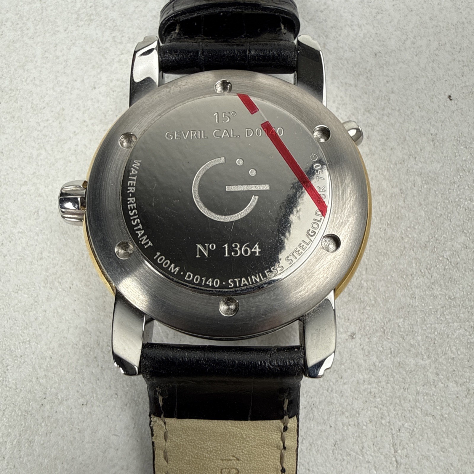 Gevril 15 Degrees B0110 Dual Time Day Night 18K Gold Bezel Swiss Auto Watch READ