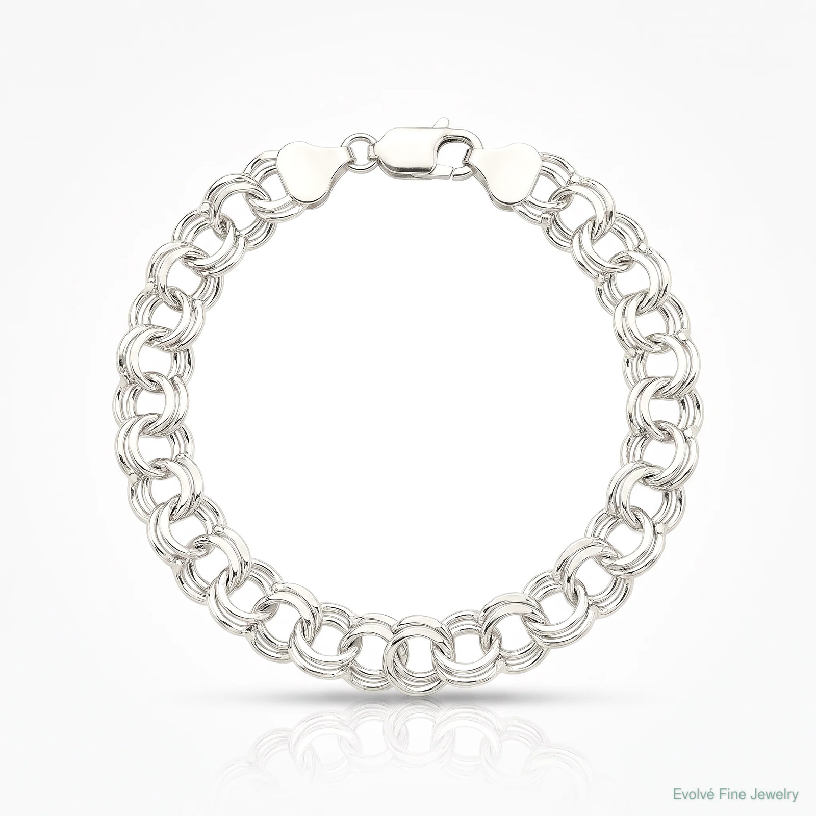 Sterling Silver 7.6mm Double Link Charm Bracelet