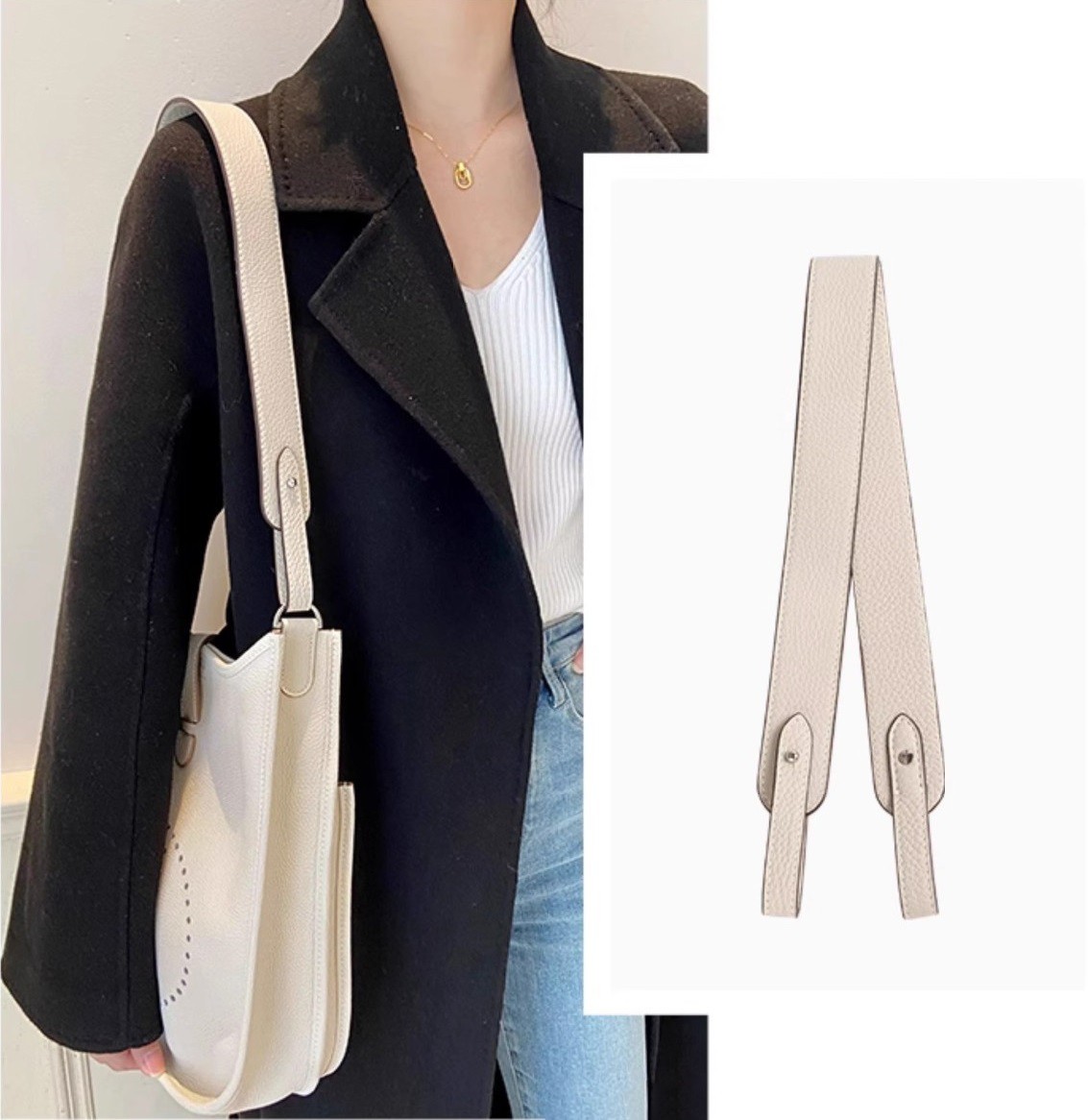 Real Leather Handle Shoulder Strap Replacement For Evelyn TPM/PM/GM/TGM