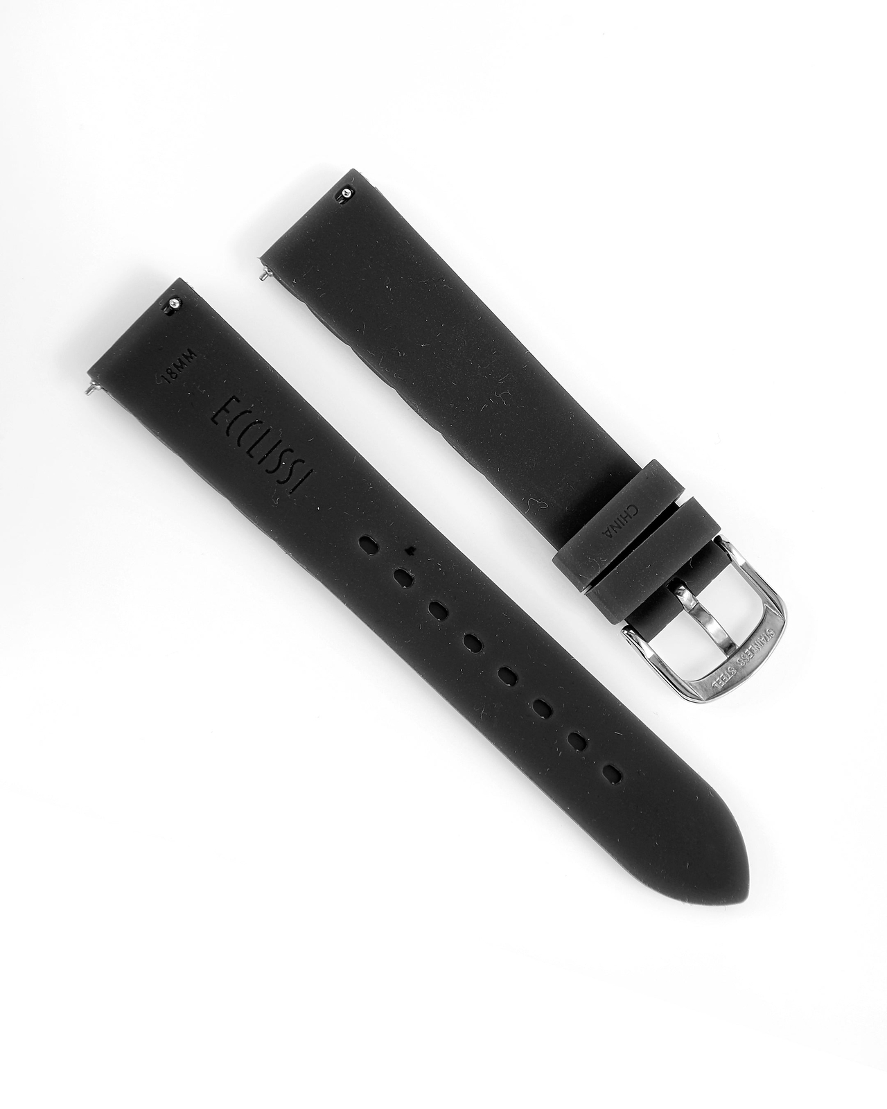 Ecclissi 18mm x 16mm Black Rubber Strap original Buckle 23980