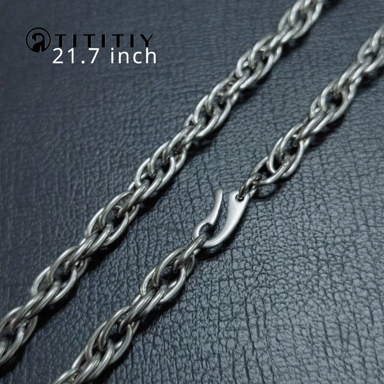 New Pure Titanium Necklace Twisted Necklace 7mm Lightweight Anti Allergy 21.7″