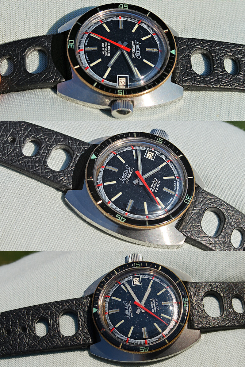 Diver Steel Loreleix Automatic SUB 200 mt. Watch 1970s Bakelite Bezel