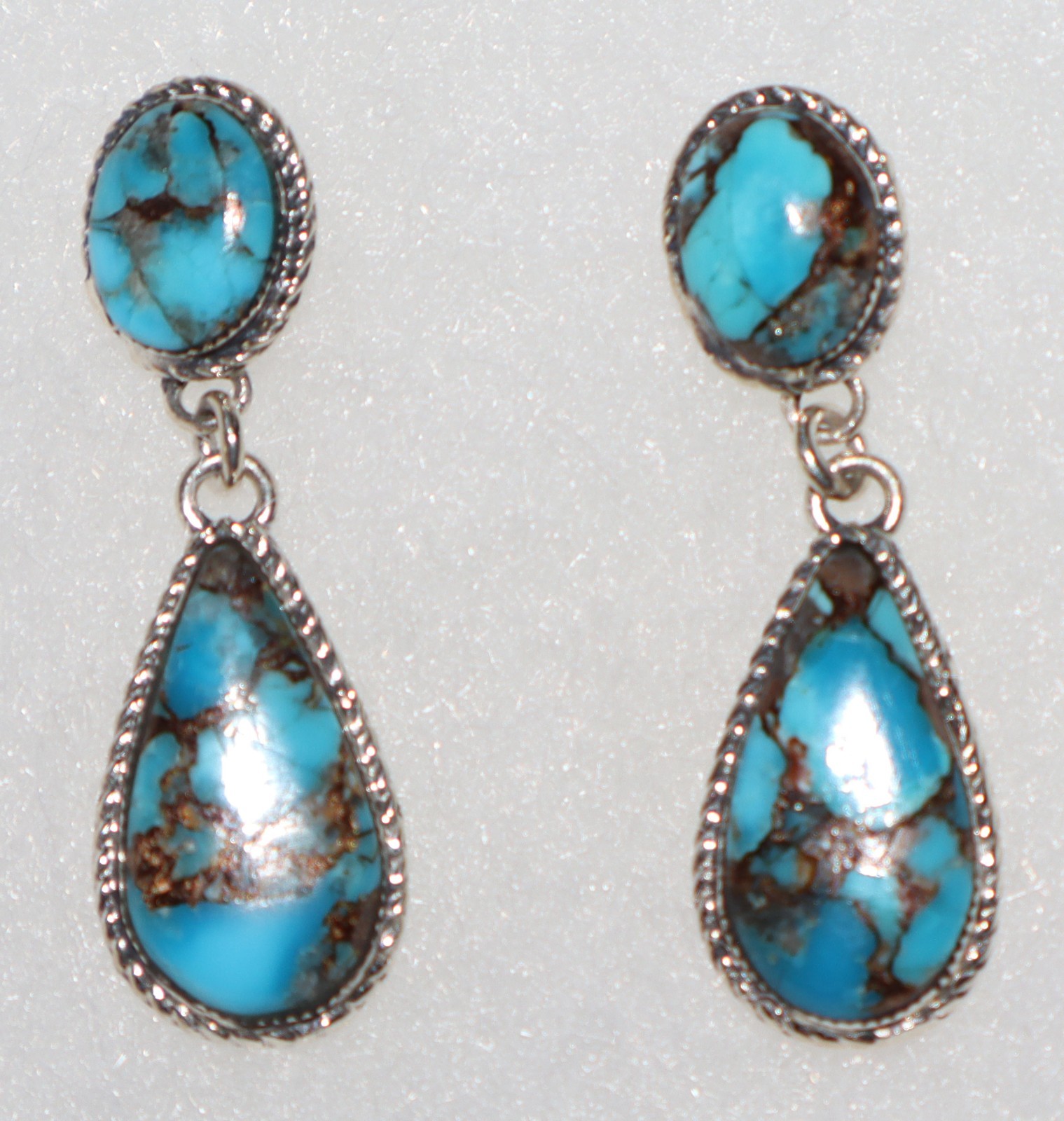 Sterling Silver Philippines Southwest Style Turquoise Drop Dangle Earrings