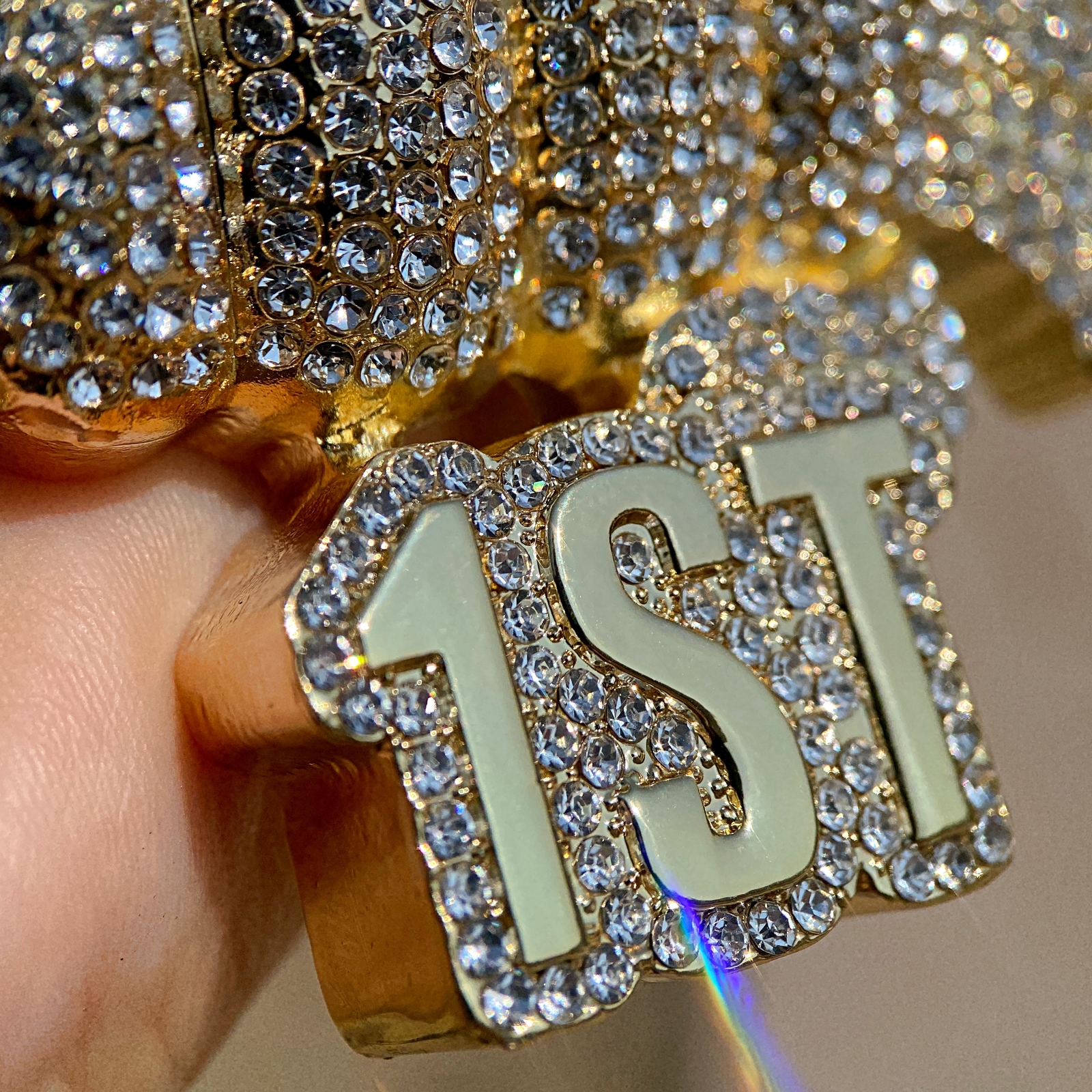14K Gold Plated “Get Money 1st” Cash Fist Pendant Iced Bling Out Simulated CZ