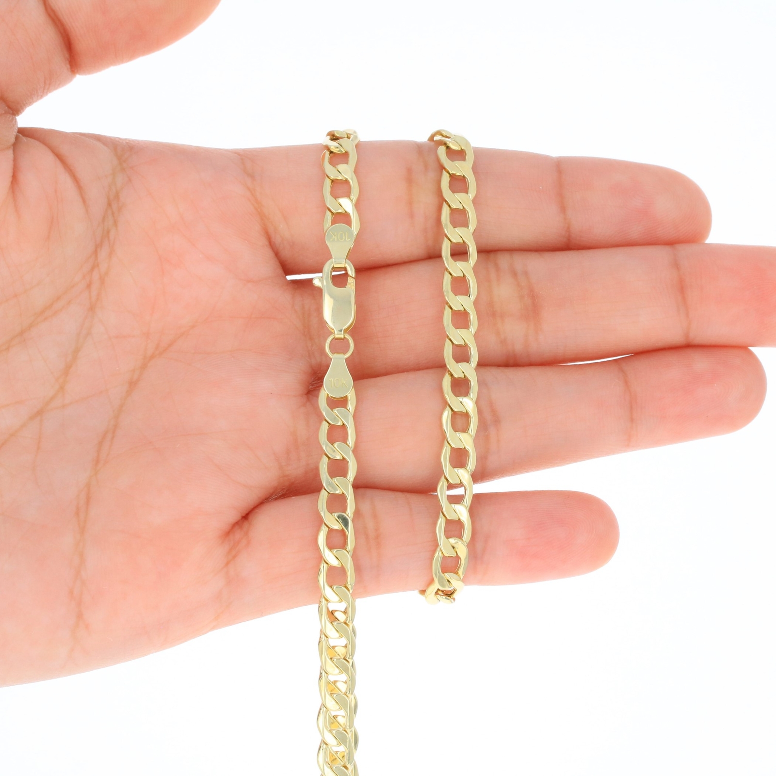 10K Yellow Gold 2mm-7.5mm Curb Cuban Chain Link Necklace or Bracelet 7″-30″