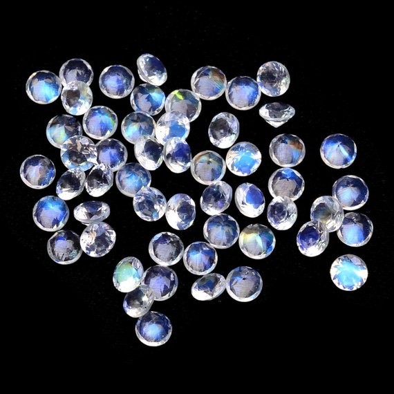 3mm Rainbow Moonstone Natural Round Faceted Cut Loose Gemstone