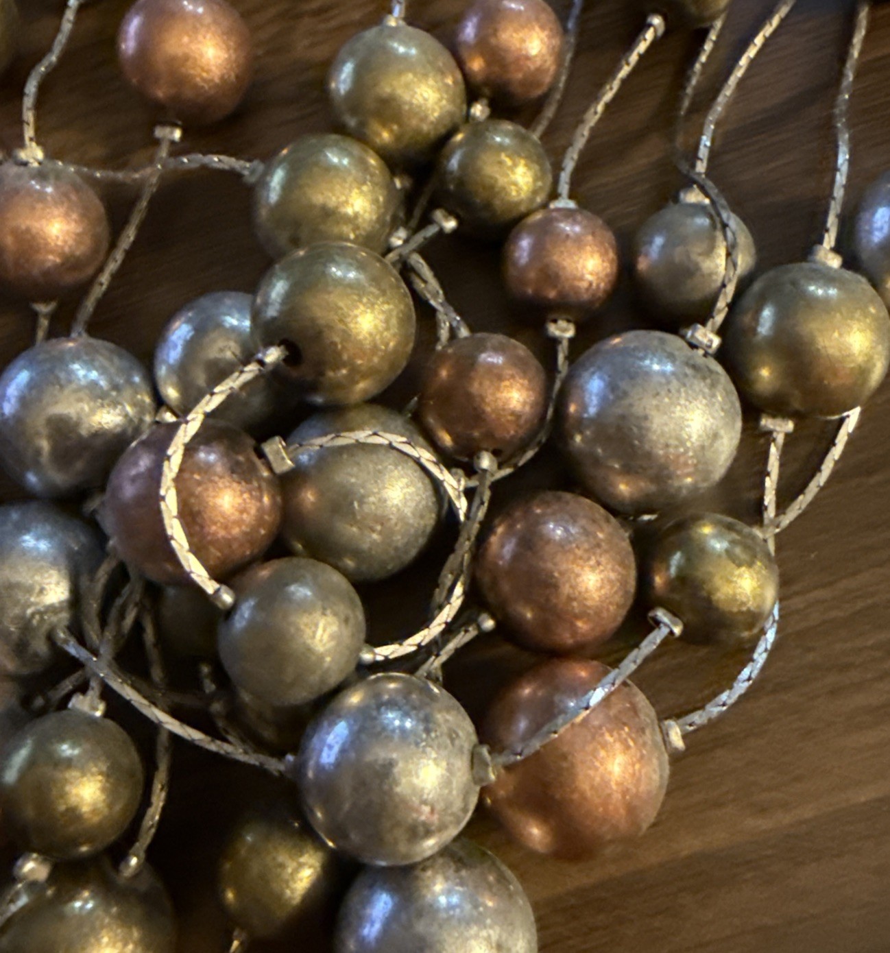 Da Vinci Lead And Nickel Free Copper Pewter Color Beaded Layered Necklace