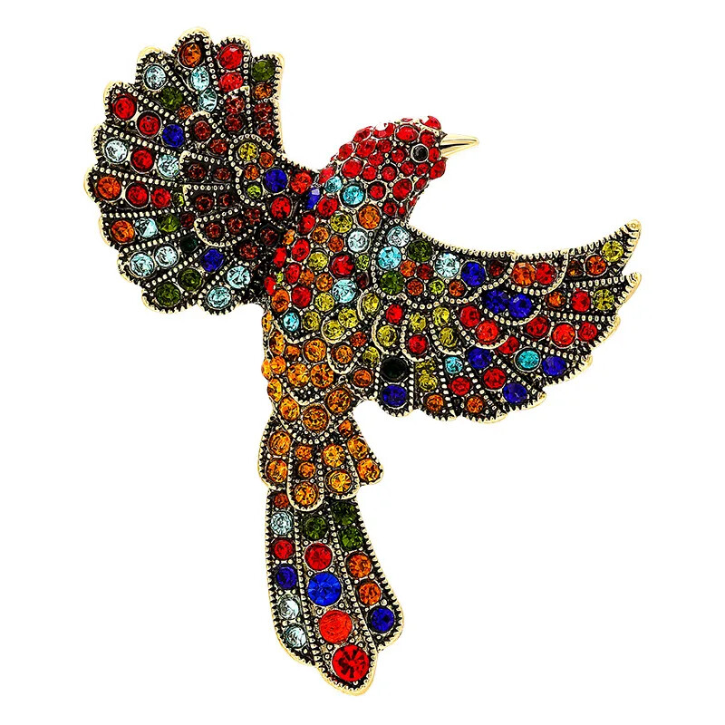 Women Men Colorful Rhinestone Bird Luxury Brooch Pins Crystal Badges Accessories