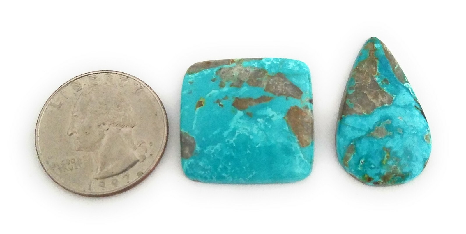 2 pcs 100% Genuine Persian Turquoise Cabochons 25-29mm
