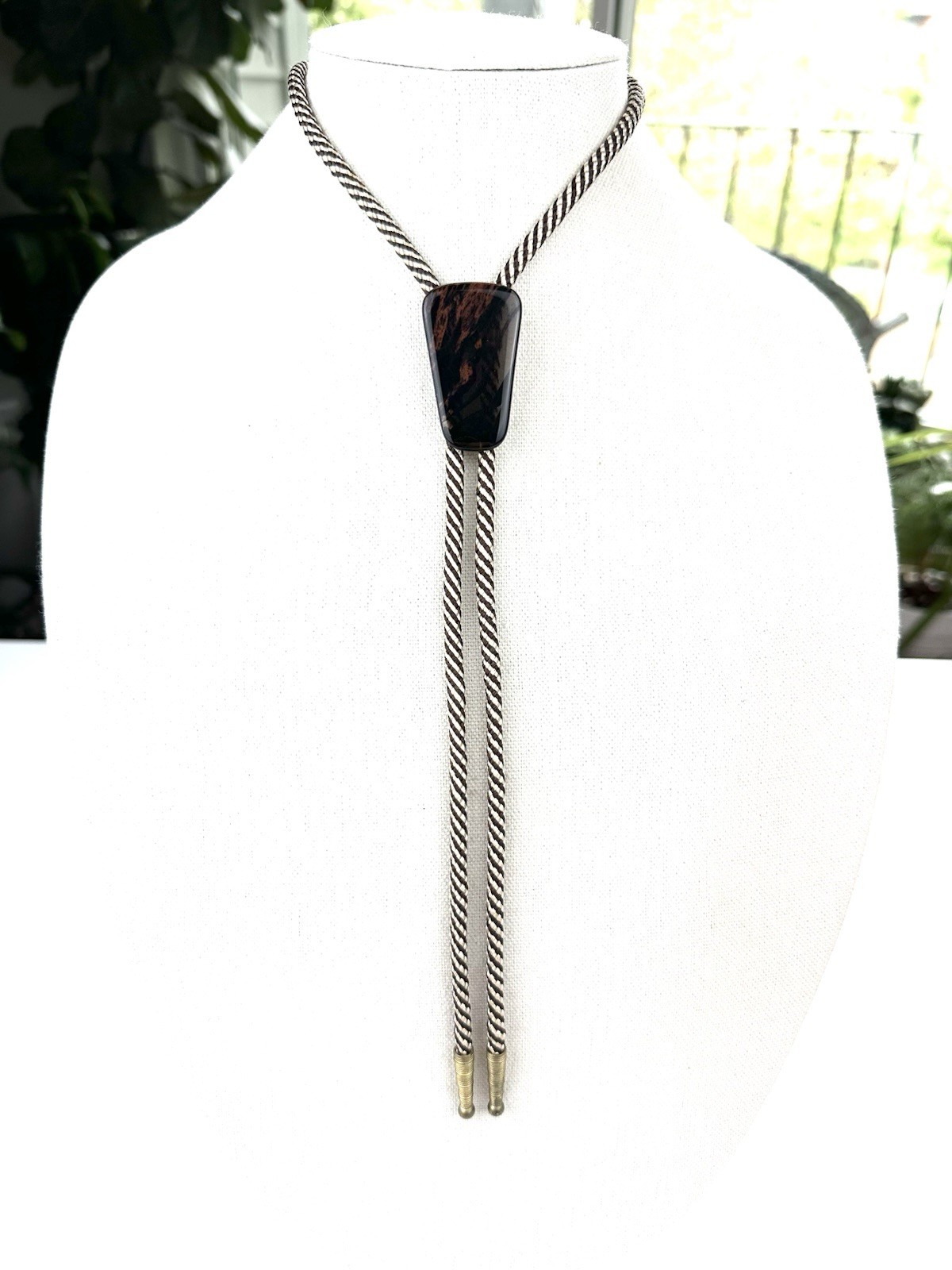 Stunning Translucent Mahogany Obsidian Western Bolo Tie Southwestern ￼