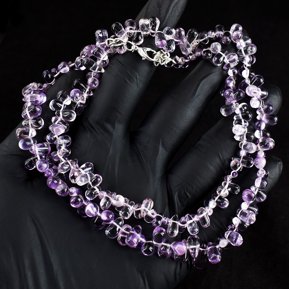 Gorgeous 218.00 Cts Purple Amethyst Stunning Beaded Necklace Jewelery RK 15 E757