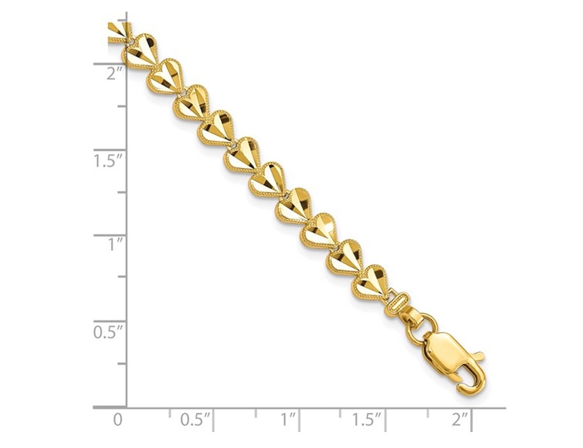 10K Yellow Gold Heart Link Bracelet (7 inches)