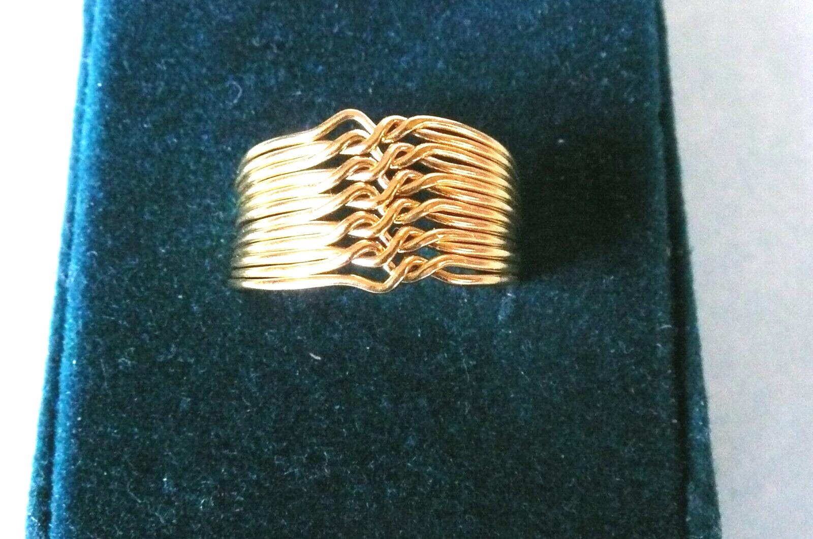 GOLD PLATED OVER SILVER 12 BANDS PUZZLE RING