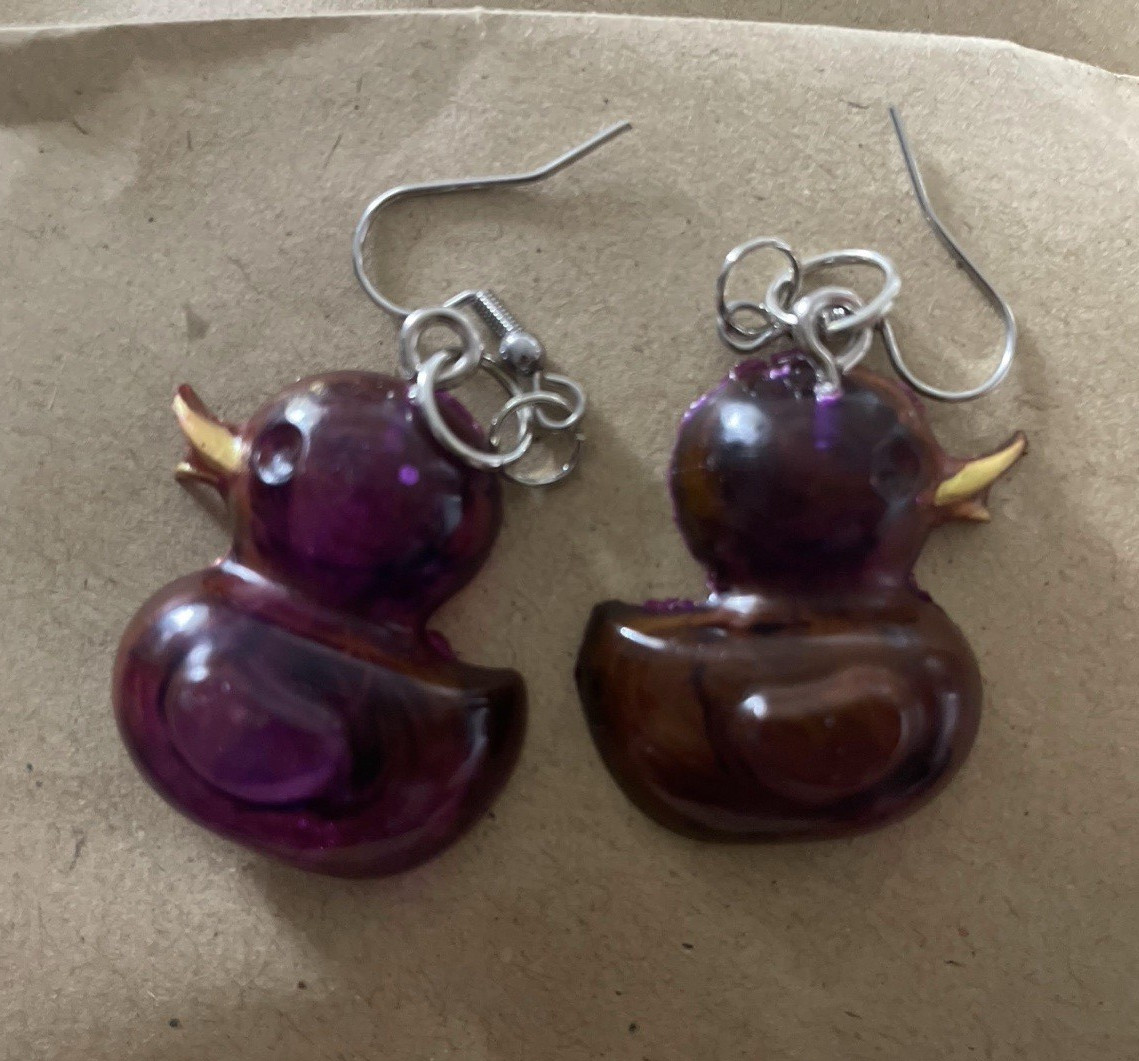 Purple Apple Fruit Theme Dangle/Drop Earrings, Plastic Hook Closure