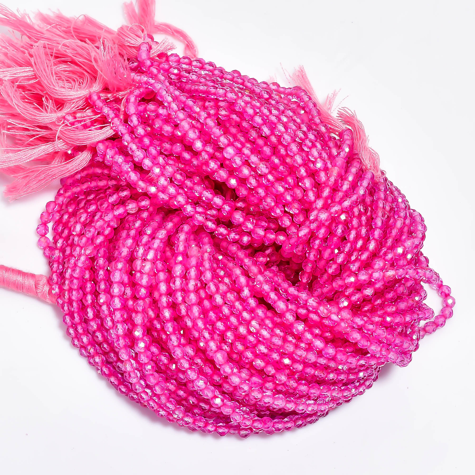 Natural Pink Topaz Gemstone Round Shape Faceted Beads 3X3 mm Strand 13″ EB-681