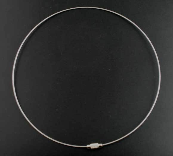 10 pcs. Gray Memory Wire Choker Coated Necklaces with Silver Screw Clasp – 18″