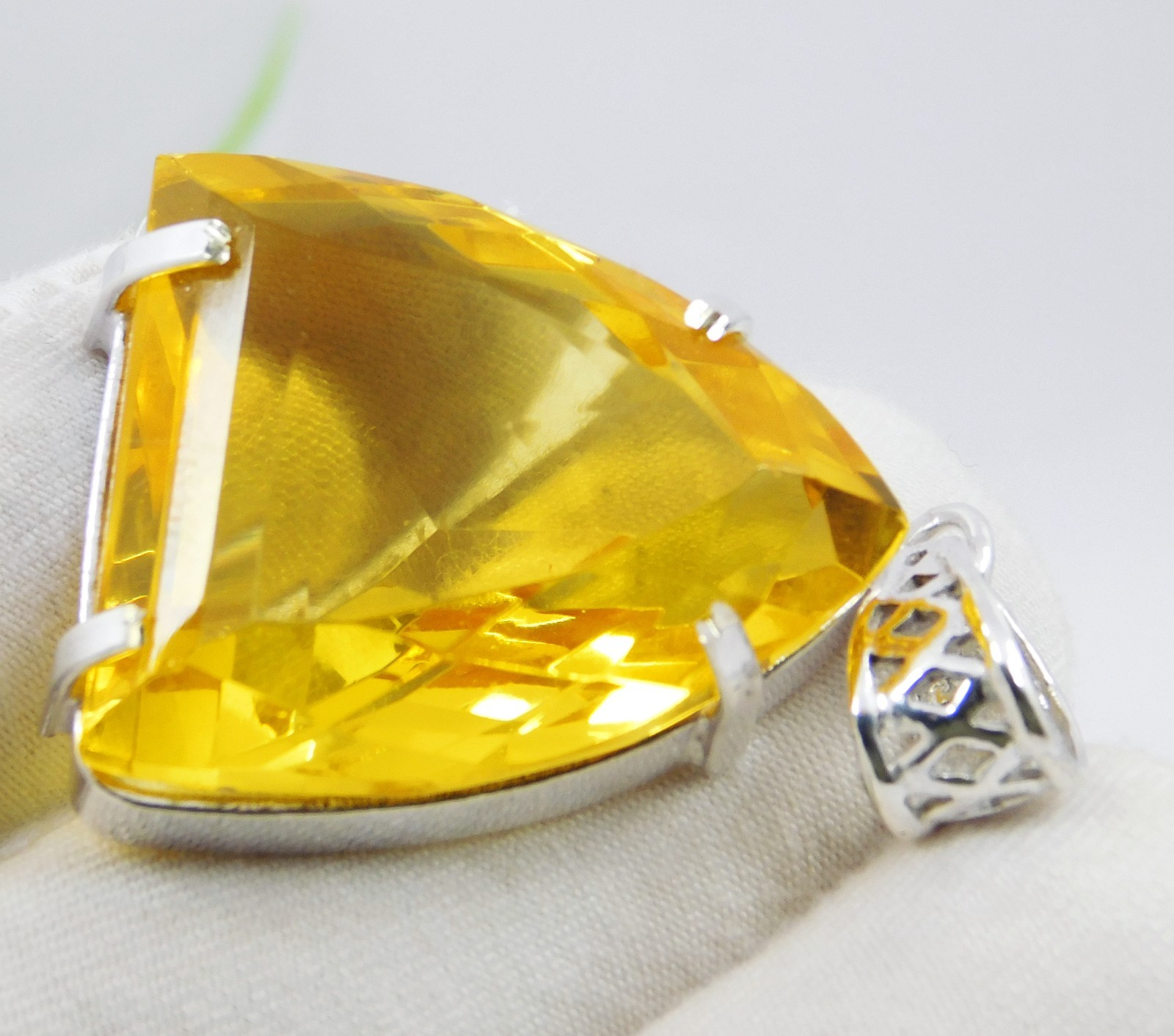 Certified 80.05 Ct Natural Brazilian Yellow Topaz 925 Solid Silver Pendant Gems