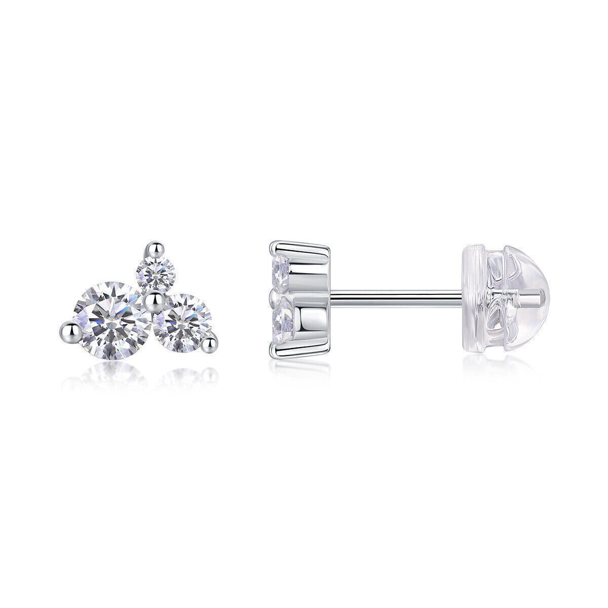 2/3/4mm Moissanite Stud Earrings 925 Sterling Silver GRA Certified D Color VVS1