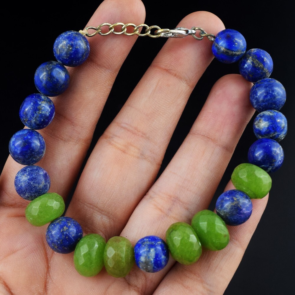 Wonderful Lapis Lazuli & Green Garnet 157.00 Cts Beaded Bracelet VK 31 E569